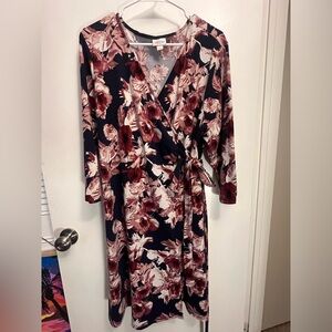 LuLaRoe Michelle Wrap Dress, women’s plus 3XL, blue floral